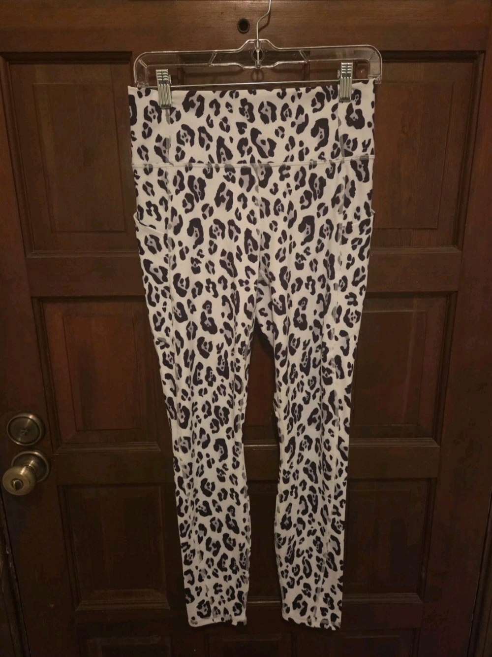 Fabletics White and Black Leopard Print Leggings